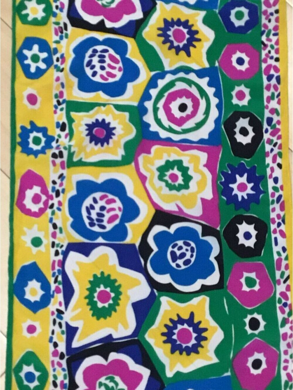 Missoni Silk Scarf Colorful Geometric Flower Print Made in Italy 12.5" x 60" - Picture 3 of 6